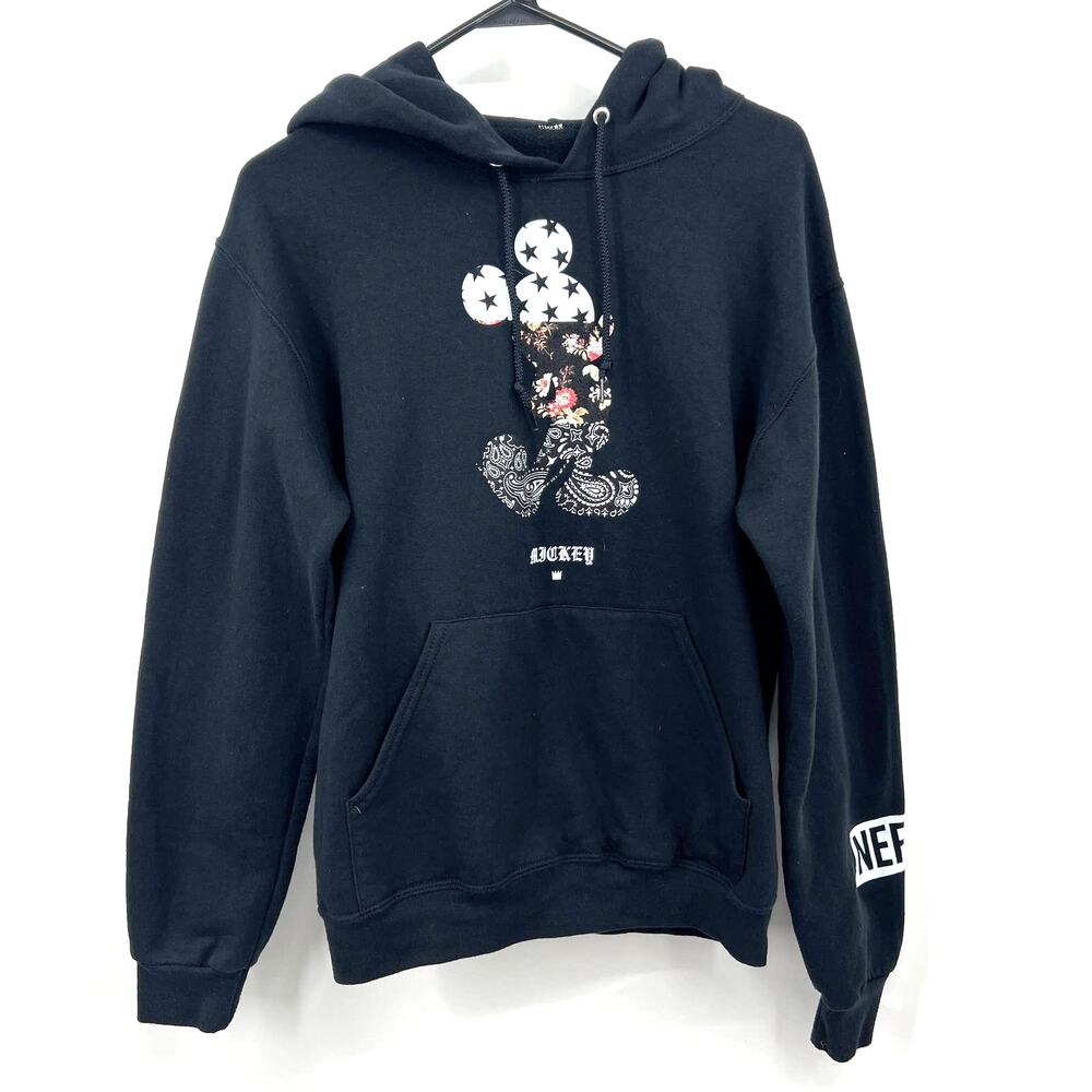 Disney x Neff Mickey Mouse Black Hoodie Sweatshirt Bandana Logo Size Small
